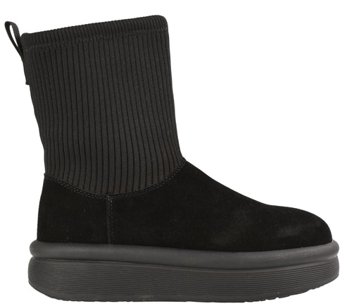 Ghete sport, dama, PASS COLLECTION, Z870008A, negru, piele intoarsa